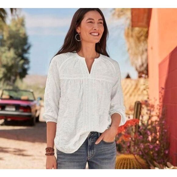 Sundance Tops - Sundance Romance White Textured Blouse Small Boho Indie Preppy Spring Summer